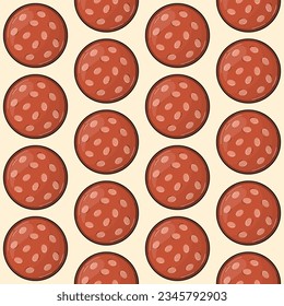 Pepperoni Seamless Pattern Food Design 