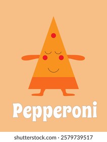 pepperoni text pizza slice on light orange background,