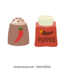 pepper-pot, cartoon flat style, isolated color vector art illustration icon.