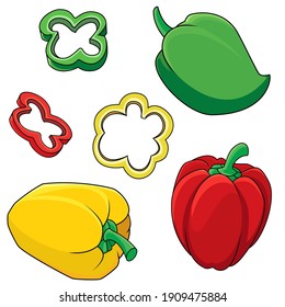 Peppers in color, isolated object on a white background, vector illustration