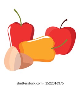 peppers and eggs preparation cooking vector illustration