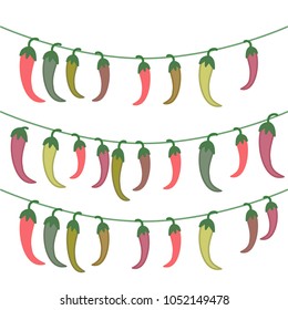 Peppers hang on a rope