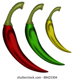 peppers isolated on white background, abstract vector art illustration
