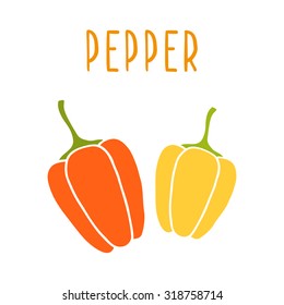 Peppers isolated on white. Vector hand drawn illustration