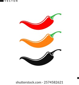 Peppers. Organic vegetable vector. Vegan food icon. Isolated chili peppers on white background. Natural food. Vector illustration EPS