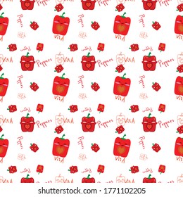 Paprika Peppers lindo Patrón fondo vectorial sin soldadura se puede usar para camisetas, papel pintado, portada de libros e impresión