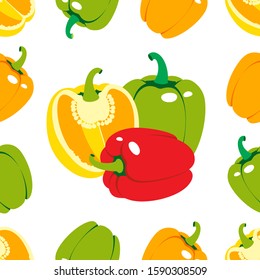 Peppers pattern on white background, wrapping paper, seamless pattern, vector textile fabric print vector illustration.