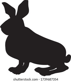Peppy sitting hare. Silhouette. Vector illustration isolated on a white background.