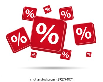 per cent signs in red color