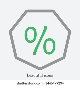 Per cents and rate vector icon. The sign of a per cent. The symbol of per cents.