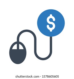 per click vector glyph color icon 
