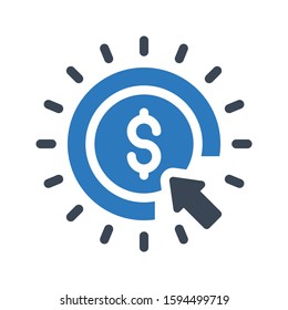 per click vector glyph color icon 