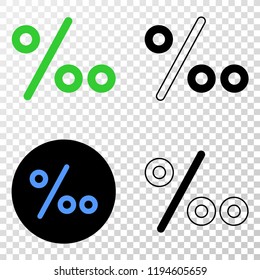 Per mille EPS vector icon with contour, black and colored versions. Illustration style is flat iconic symbol on chess transparent background.