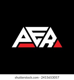 PER triangle letter logo design with triangle shape. PER triangle logo design monogram. PER triangle vector logo template with red color. PER triangular logo Simple, Elegant, and Luxurious design.