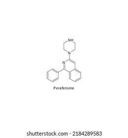 Perafensine Molecule Flat Skeletal Structure, SNDRI - Serotonin Norepinephrine Dopamine Reuptake Inhibitor. Vector Illustration On White Background.