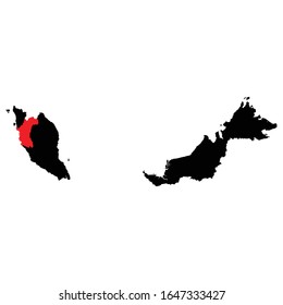 Estado de Perak destacado en el mapa de Malasia Vector EPS 10
