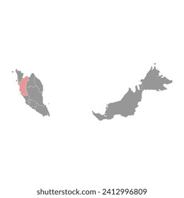 Perak state map, administrative division of Malaysia. Vector illustration.