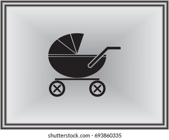 Perambulator, baby pram, baby buggy icon. Vector.