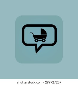 Perambulator in chat bubble, in square, on pale blue background