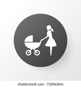 Perambulator Icon Symbol. Premium Quality Isolated Stroller Element In Trendy Style.