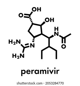 Peramivir Influenza Drug Molecule (neuraminidase Inhibitor). Skeletal Formula.