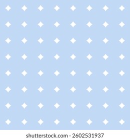 Perano blue and white geometric pattern. Mid century tiling pattern. Vector 1960s rounded squares or sparkles seamless design.