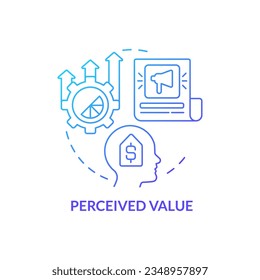 Perceived value blue gradient concept icon. Professional marketing result. Product advantage abstract idea thin line illustration. Isolated outline drawing. Myriad Pro-Bold font used