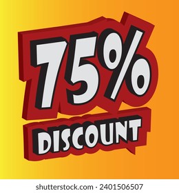 Percent amount discount in white isolated on yellow gradient background,