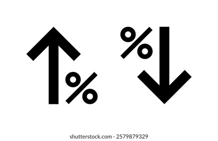 Percent arrow up and down icon. Growth and decline percentage arrows sign symbol