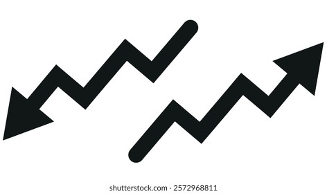  Percent arrow icon. Growth, increase, decrease arrow filled icons. Up arrows, down arrows. Vector