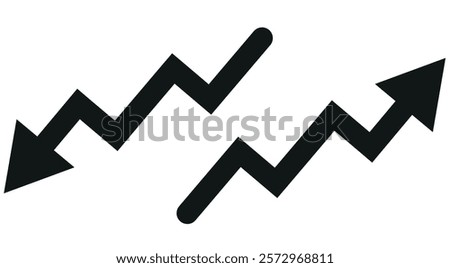  Percent arrow icon. Growth, increase, decrease arrow filled icons. Up arrows, down arrows. Vector