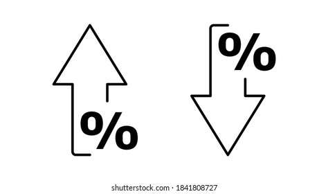 Percent arrow isolated icon in line style. Vector business concept