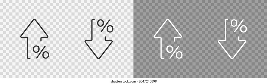 Percent arrow isolated icon in line style. Vector business concept in flat.