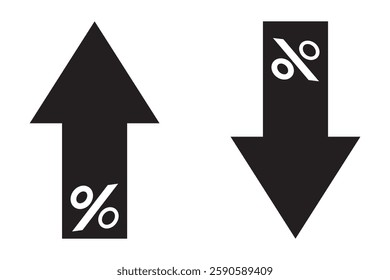 Percent arrow isolated icon in line style. Vector business concept in flat.