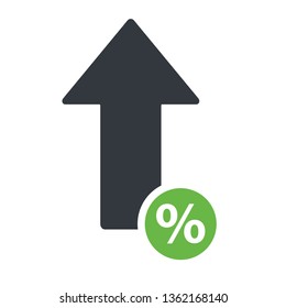 Percent arrow up line icon. Increase banking, finance, profit concept .