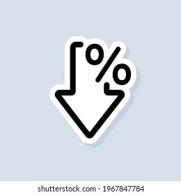 Percent arrow sticker, logo, icon. Vector. Growth and reduction - discount. Vector on isolated background. EPS 10