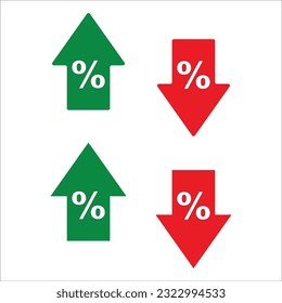 Percent with arrow up, down icon. Bussines illustration symbol. Sign banking vector.
