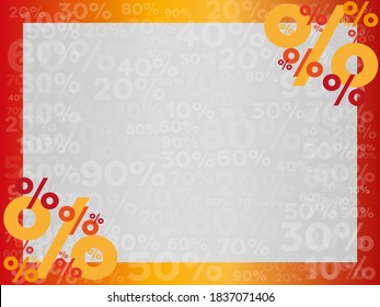 Percent background with small number. Autumn yellow and orange color grey banner with gray percentage for sales or promotion.