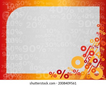Percent background with small number. Autumn yellow and orange color grey banner with gray percentage for sales or promotion.