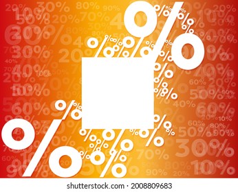 Percent background with small number. Autumn yellow and orange color grey banner with gray percentage for sales or promotion.