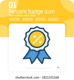 percent badge premiun icon with outline color style isolated on white background. Vector illustration symbol icon design for websites, mobile apps, UI, UX, business and all project. EPS file