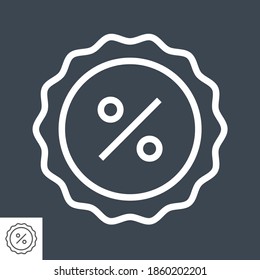 Percent Badge Thin Line Vector Icon. Flat icon isolated on the black background. Editable EPS file. Vector illustration.