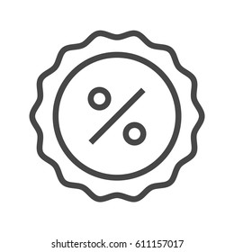 Percent Badge Thin Line Vector Icon. Flat icon isolated on the white background. Editable EPS file. Vector illustration.