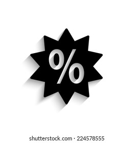 percent - black vector icon with shadow