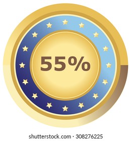 percent button dark blue on white background