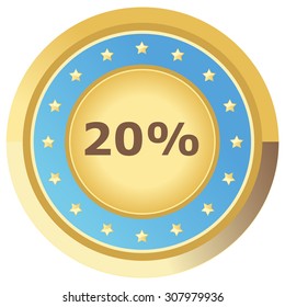 percent button light blue on white background