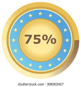 percent button light blue on white background