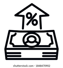 Percent cash money icon. Outline percent cash money vector icon for web design isolated on white background
