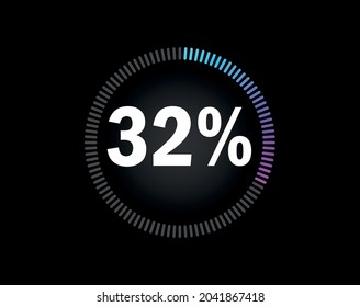 Percent circle diagram showing 32% - indicator with blue to pink gradient