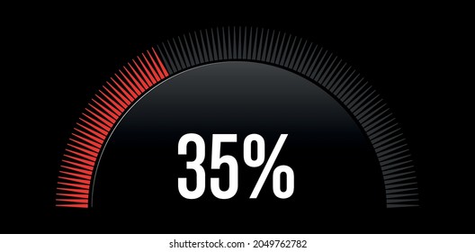 Percent circle diagram showing 35% - circle arc percentage diagrams - ready to use for web design, user interface (UI) or infographic - Indicator in red color